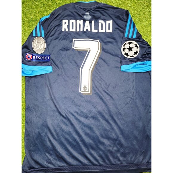 Cristiano Ronaldo Real Madrid 2015 2016 UEFA Third Soccer Jersey Shirt L - Picture 1 of 9